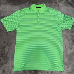 Nike Tiger Woods Collection Fit Dry Golf Polo striped green/white/blue Size XL